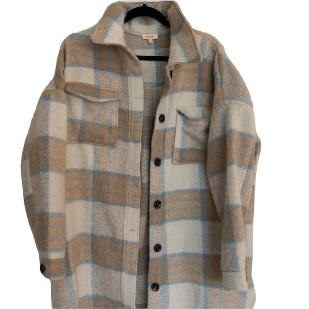 Plaid Button Down Shacket Coat - image 2